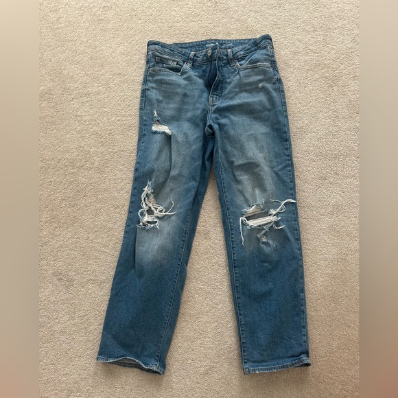 Old Navy Blue Relaxed Jeans with Distressed Details - Picture 1 of 6